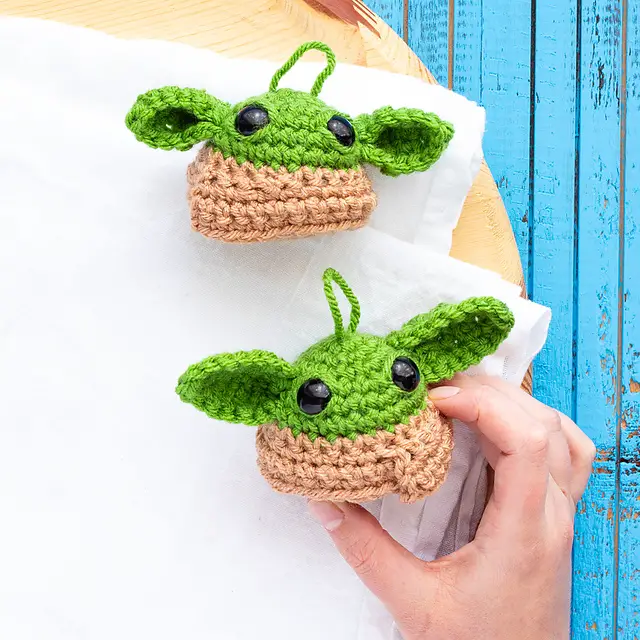 Baby Yoda Ornament Free Crochet Pattern