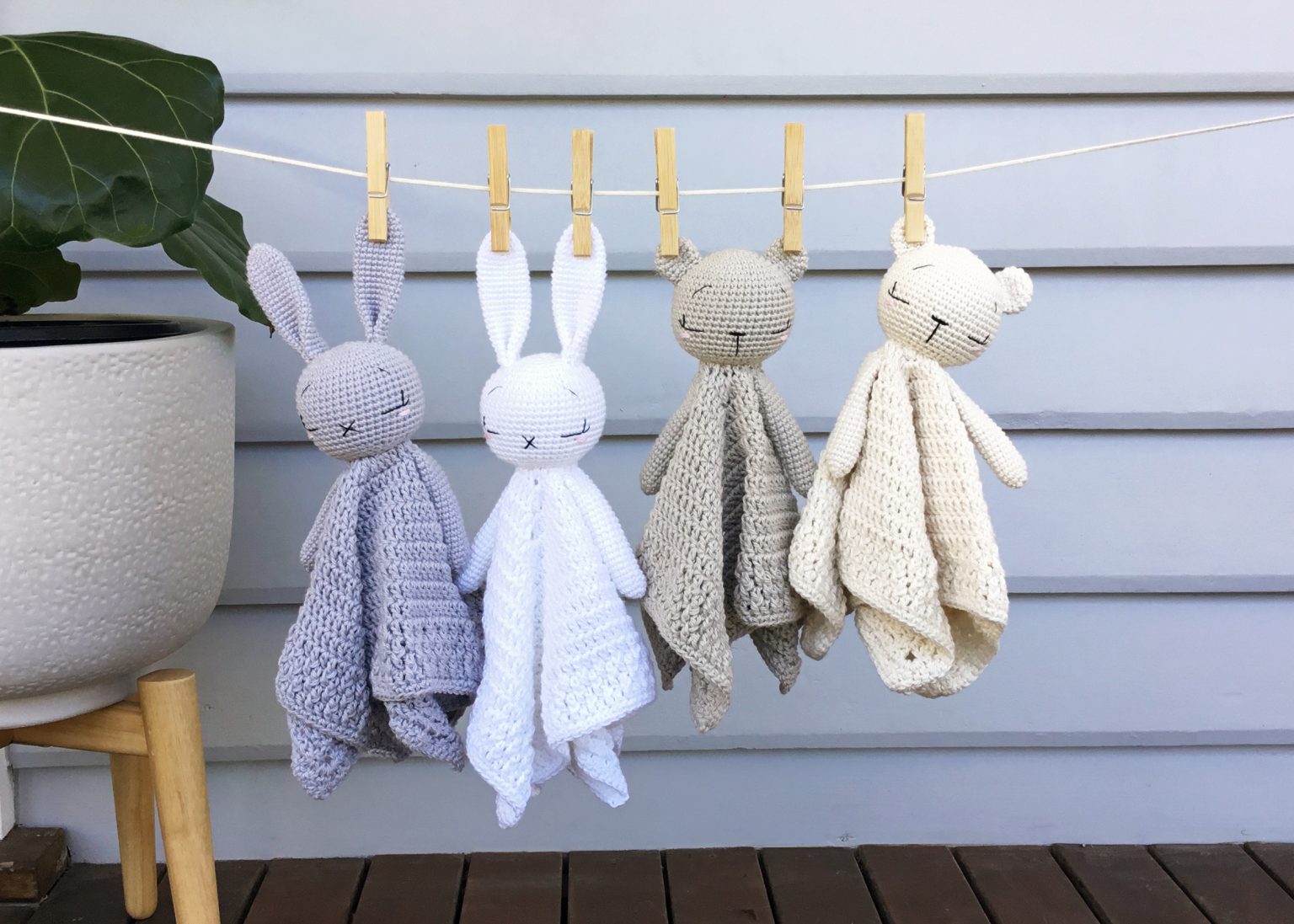 Cuddly Bear And Bunny Lovey Blanket Free Crochet Patterns