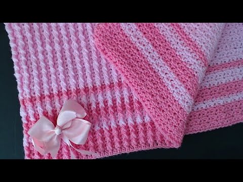 Easy 2 Row Repeat Baby Blanket (Video Tutorial)