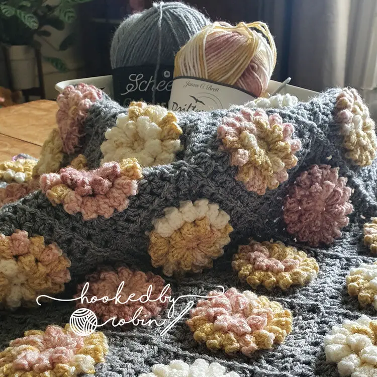Popcorn Stitch Flower Granny Square Afghan Free Pattern And Video Tutorial