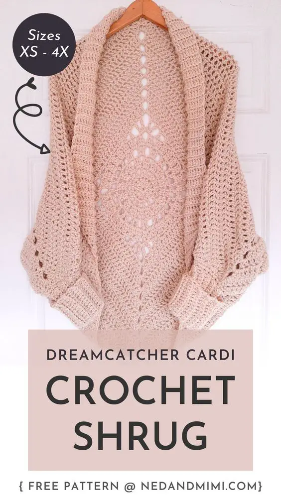 Chunky Crochet Shrug With A Dreamcatcher Motif On The Back