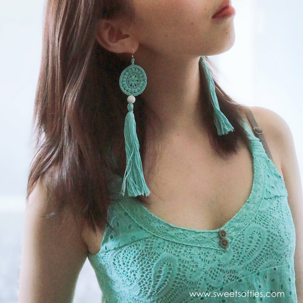 Mint Spirit Earrings – Sweet Softies Free Crochet Earrings Pattern