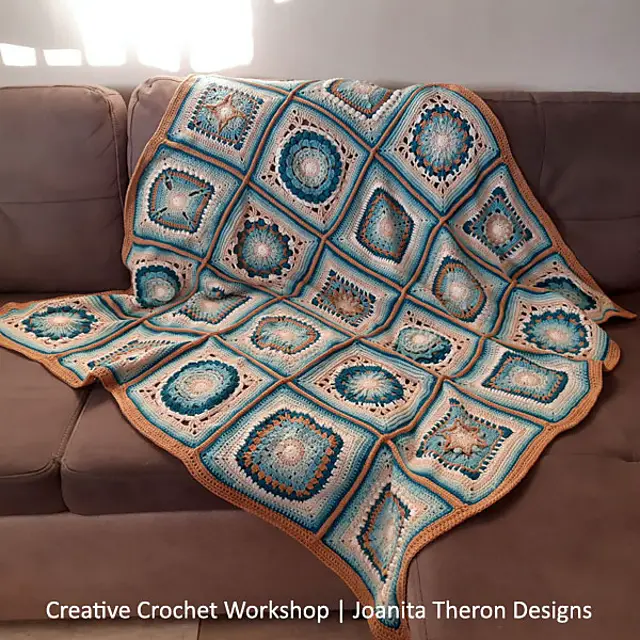 25 Granny Squares Crochet Throw Pattern- Great Scrap Yarn Crochet Project