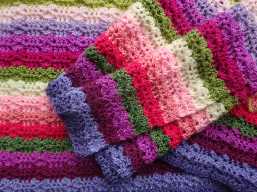 Mindless Trellis Stripe Stitch Blanket Pattern- Great TV Watching Project