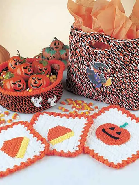 Free Crochet Pumpkin Coaster Pattern- Halloween Crochet Patterns For Beginners