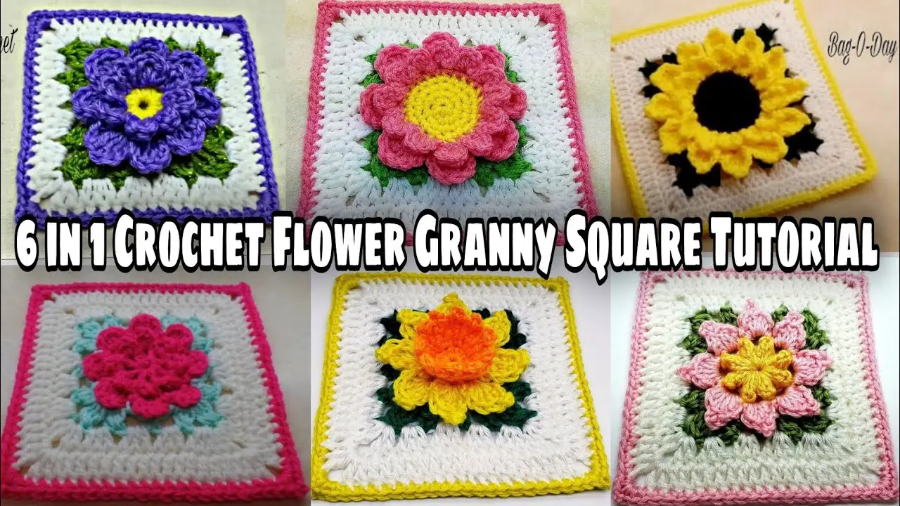 Crochet Granny Square With Flower Center Patterns