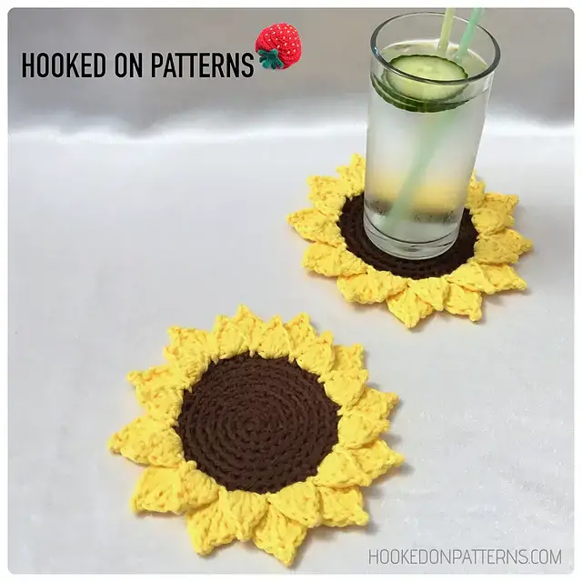 Summer Sunflower Coasters Crochet Pattern