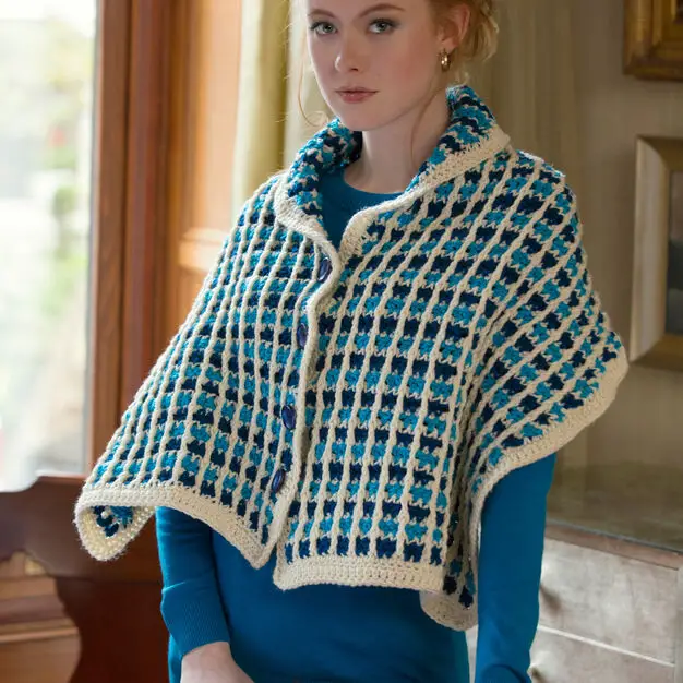 Crochet Buttoned Shawl Pattern