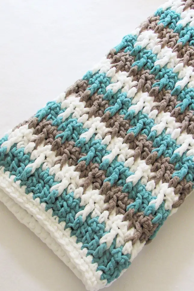 5 Hour Boy or Girl Striped Crochet Blanket - Perfect Baby Shower Gift