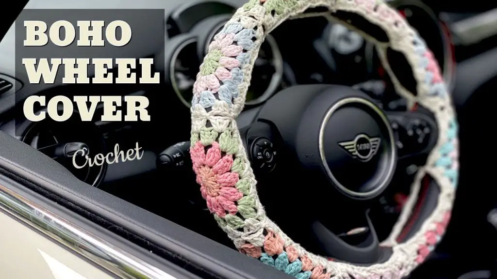 Crochet steering wheel cover pattern flower