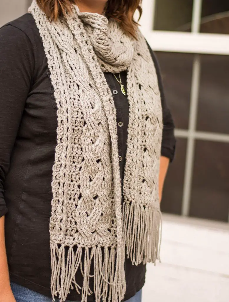 Crochet Cable and Braids Scarf