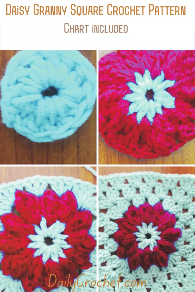 Daisy Granny Square Crochet Pattern- Crochet Granny Square Chart Included