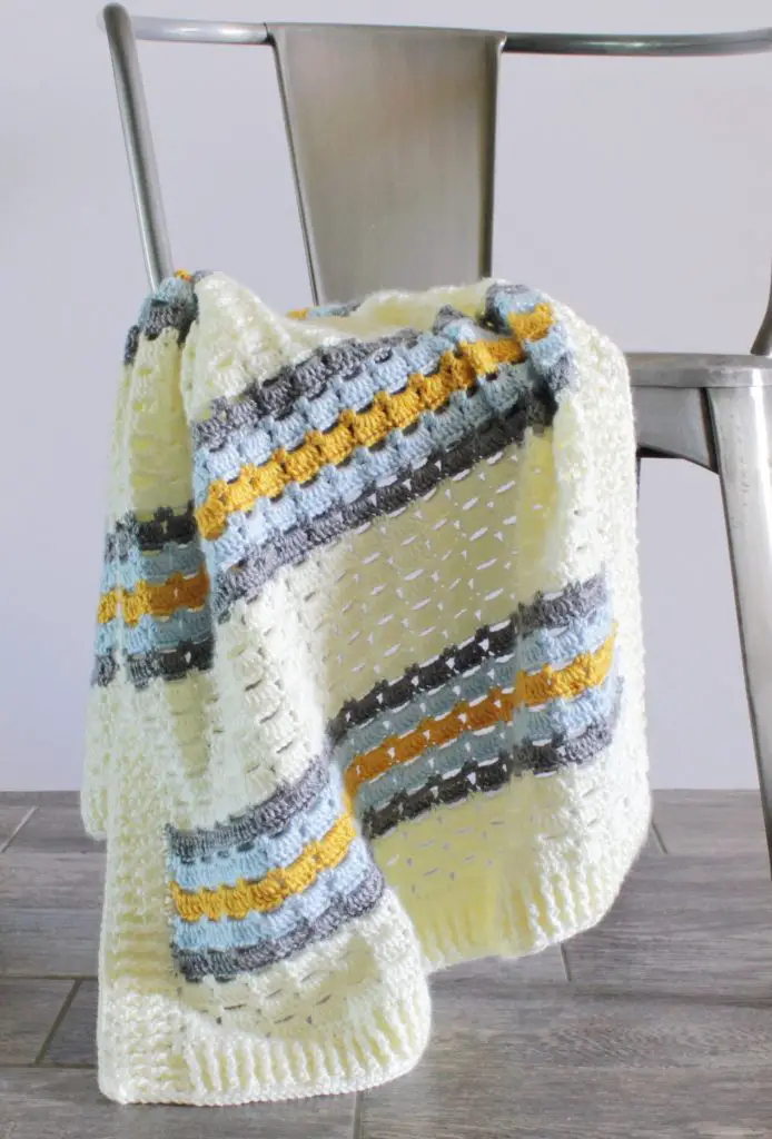 Boxed Block Stitch Crocheted Blanket