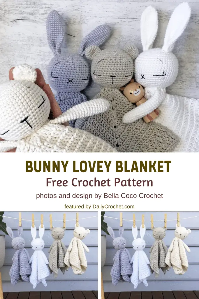 Bunny Lovey Blanket free crochet pattern